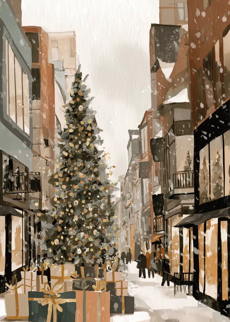 Gift Lane Magic — zimowa uliczka z choinką i prezentami