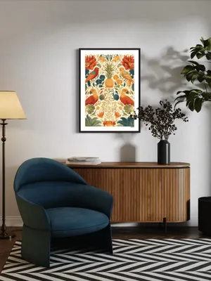 Plakat Pineapple Birds - egzotyczne papugi i ananas w tropikalnej kompozycji - obrazek 2