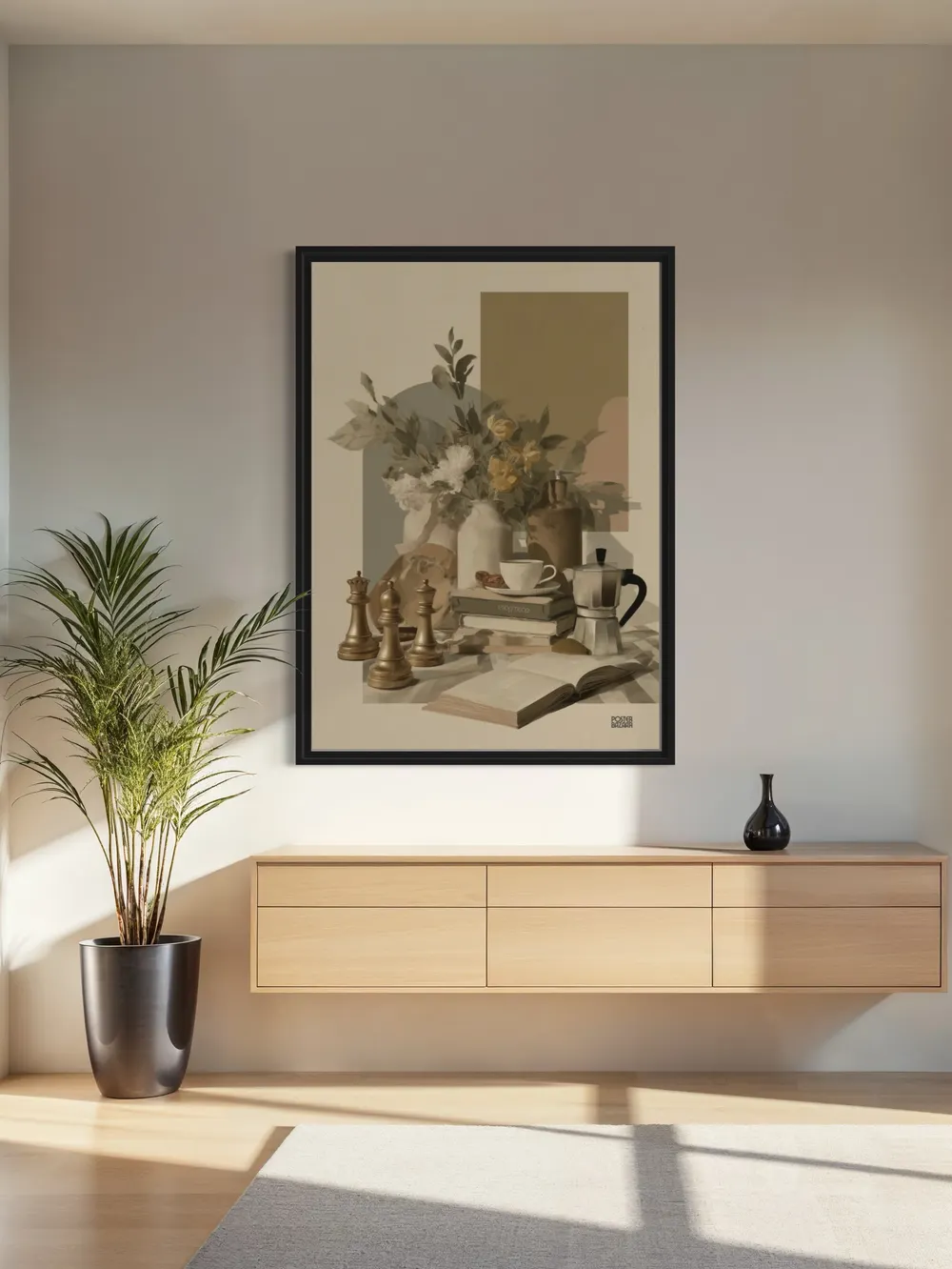 Plakat Chess Still Life - spokojna martwa natura w delikatnych odcieniach - obrazek 2