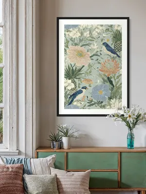 Plakat Bird Pineapple - ptaki wśród liści i ananasów - obrazek 3