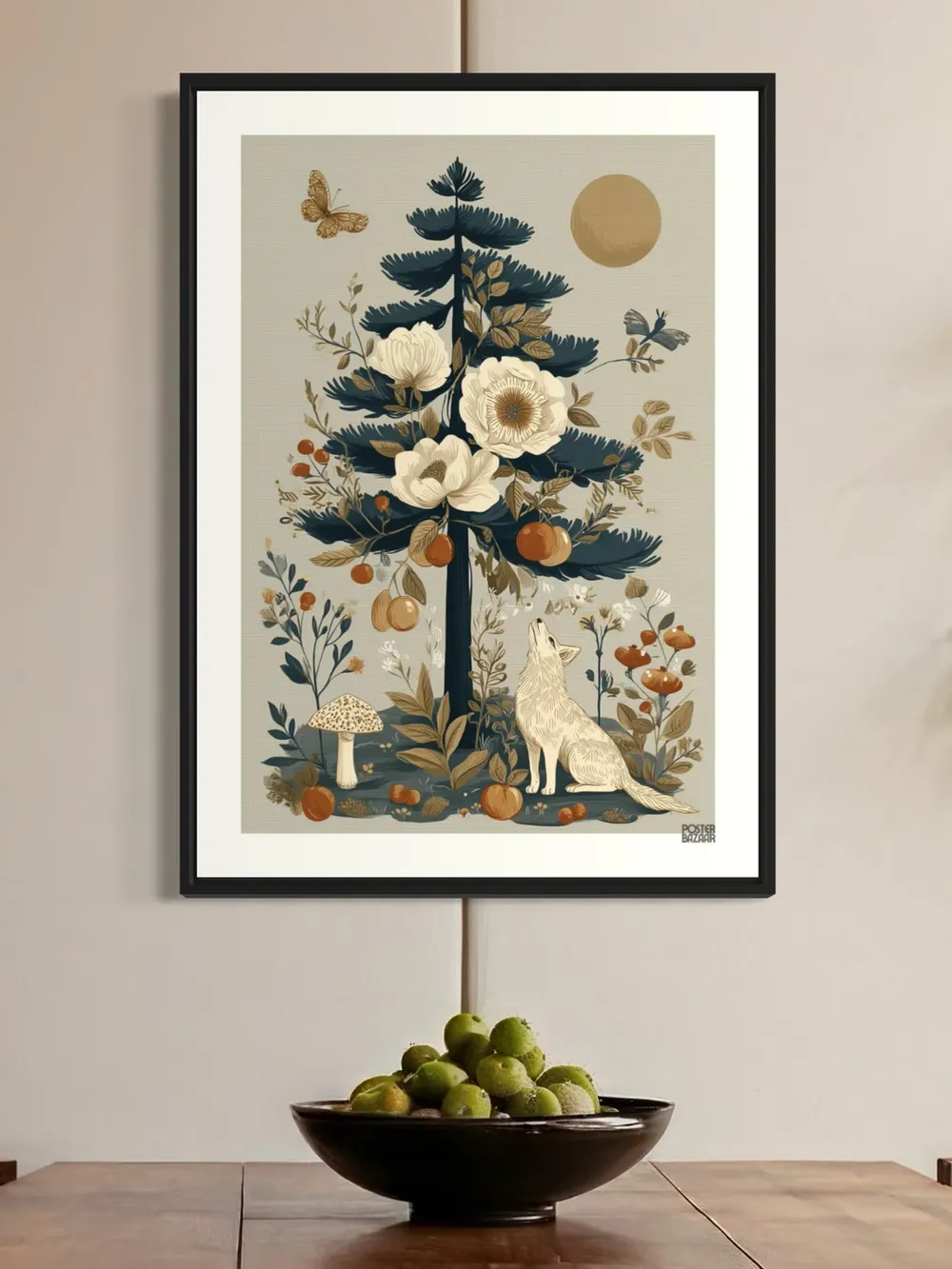 Plakat Forest Dream - bajkowy las z lisem i motylami - obrazek 2