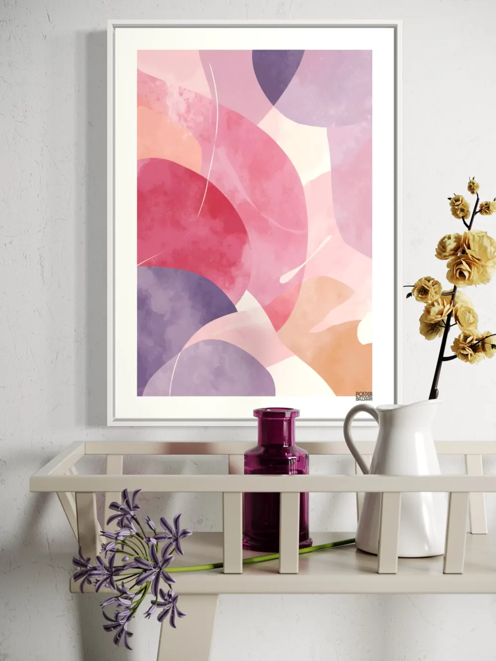 Plakat Vivid Flow - abstrakcyjne kształty w odcieniach różu i fioletu - obrazek 2