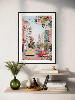 Plakat Pastel Havana - kolorowa ulica w klimacie retro z pastelowymi kamienicami - obrazek 2