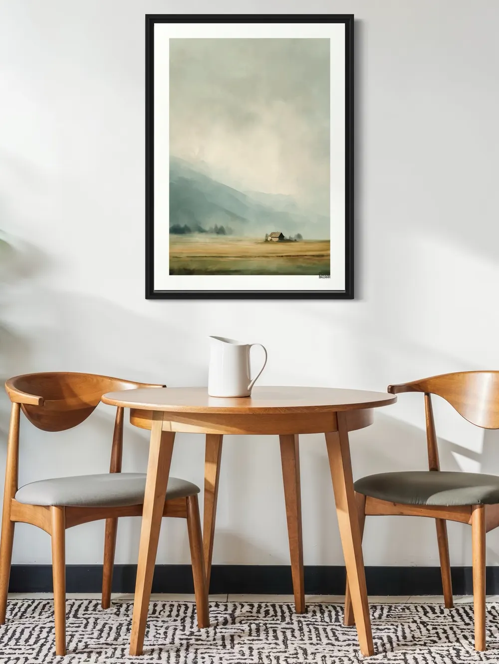 Plakat Misty Valley - domek w dolinie z zamglonymi wzgórzami - obrazek 3