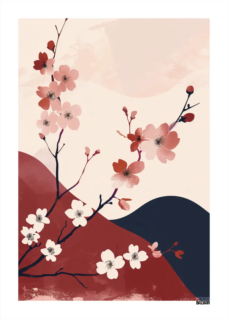 Cherry Blossom — minimalistyczny z kwitnącą wiśnią