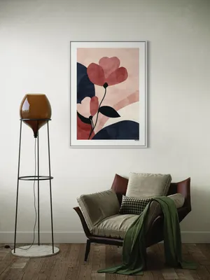 Plakat Abstract Flower - stylizowane kwiaty na różowym tle - obrazek 2