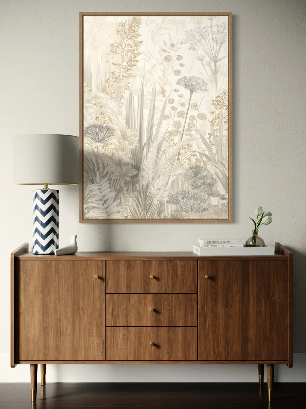 Plakat Whispering Grasses - delikatna kompozycja traw i kwiatów w naturalnych odcieniach - obrazek 3