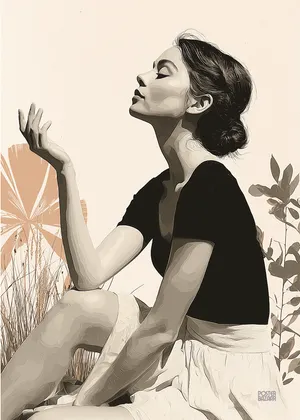 Plakat Serene Woman - młoda kobieta w stonowanych kolorach