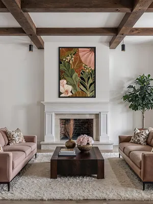 Plakat Terracotta Petals - abstrakcyjne liście i kwiaty w ciepłych, ziemistych kolorach - obrazek 3