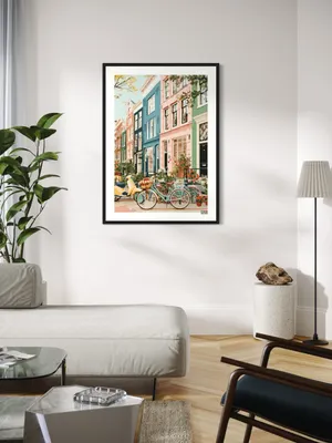 Plakat Colorful Street - kolorowe kamienice i kwiaty - obrazek 2