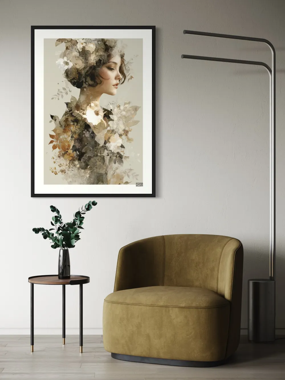 Plakat Botanical Grace - delikatny portret kobiety w kwiatach - obrazek 3