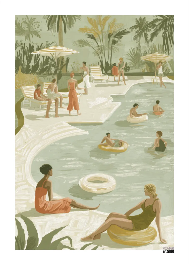 Poolside Leisure — letni relaks nad basenem w zielono-żółtej kolorystyce