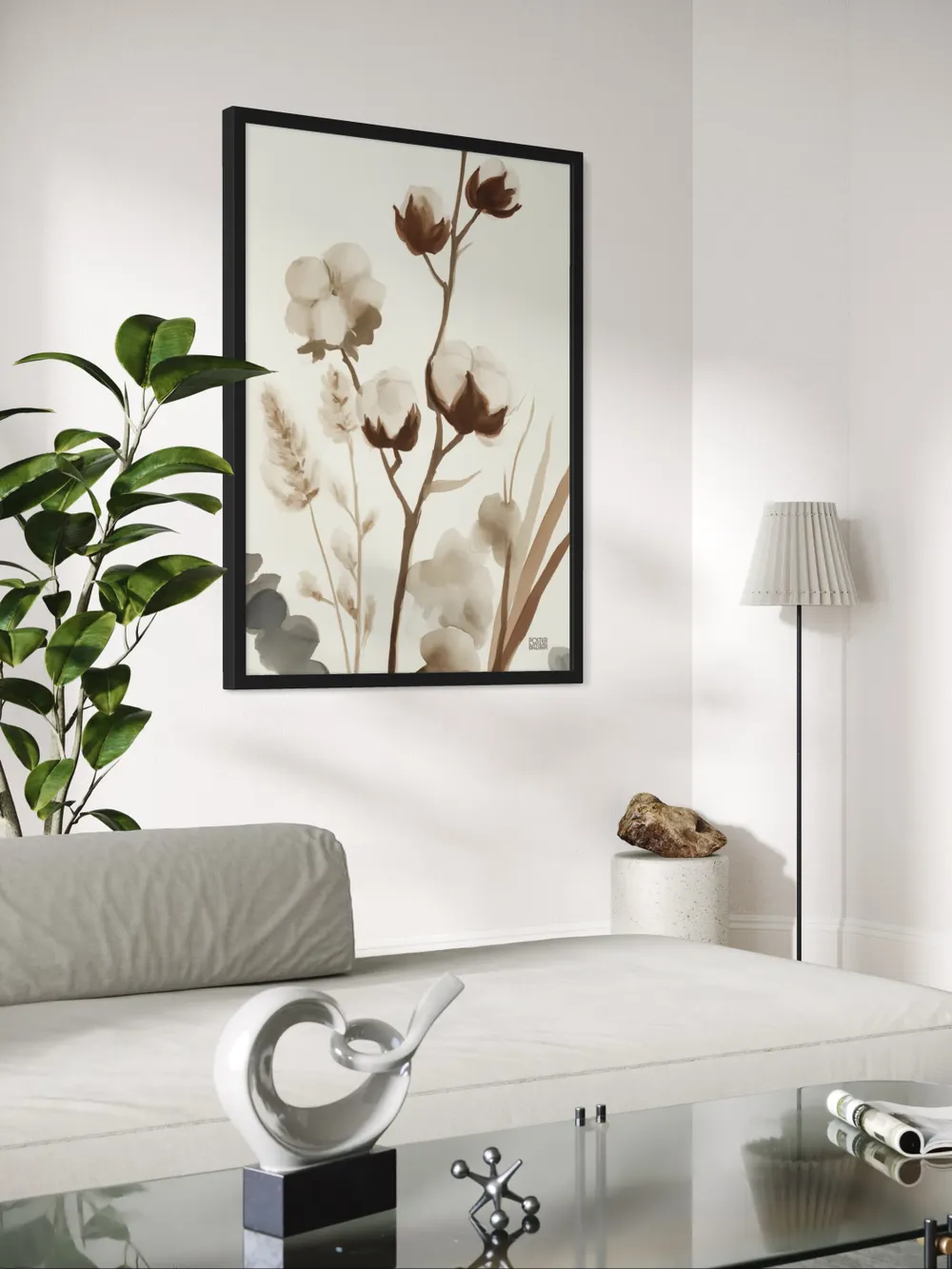 Plakat Cotton Whisper - delikatne kwiaty bawełny - obrazek 3