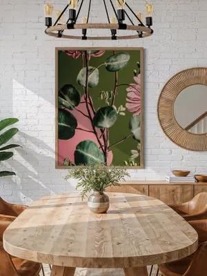 Plakat Botanical Layers - botaniczny detal zieleni i różu, z delikatnymi liśćmi i pędami, w nowoczesnym stylu - obrazek 2