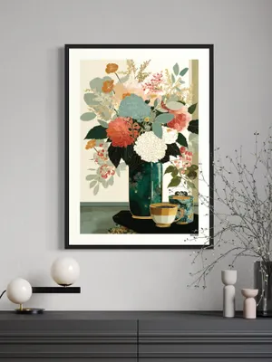 Plakat Floral Harmony - kolorowy bukiet kwiatów - obrazek 3