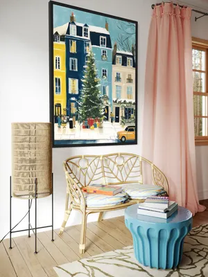 Plakat Winter Gift Lane - zimowa uliczka z choinką i świątecznym klimatem - obrazek 2