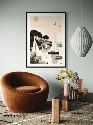 Plakat Whispering Sails - spokojna zatoka z żaglówkami - obrazek 2