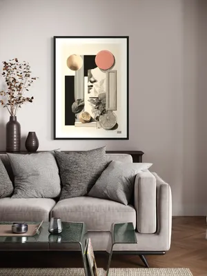 Plakat Fruit Face - kolaż twarzy w profilu z cytrusami i geometrycznymi kształtami - obrazek 3