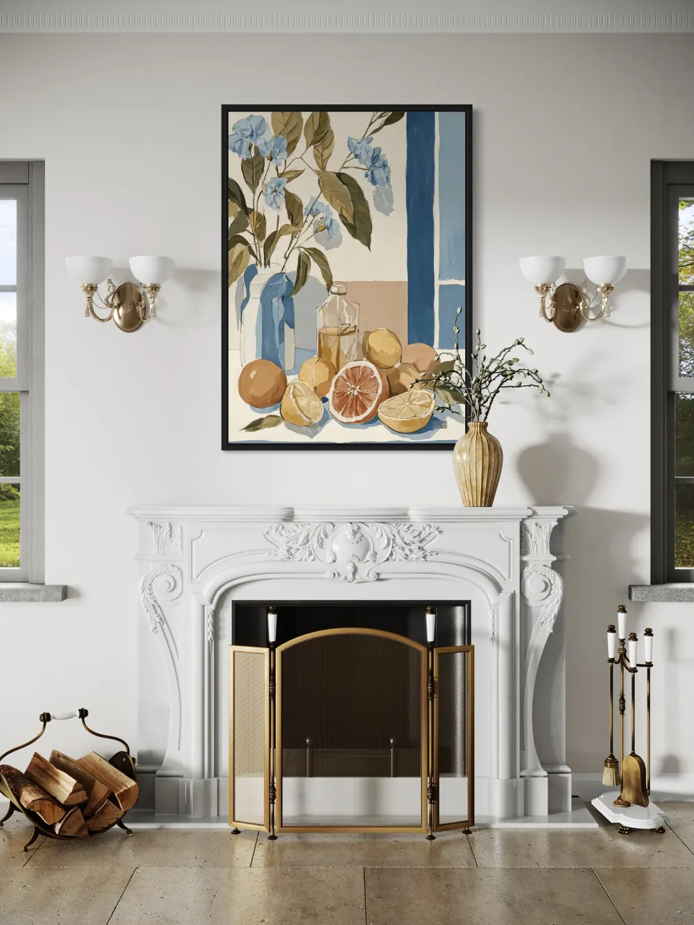 Plakat Citrus Window - cytrusy i kwiaty w jasnych barwach - obrazek 2