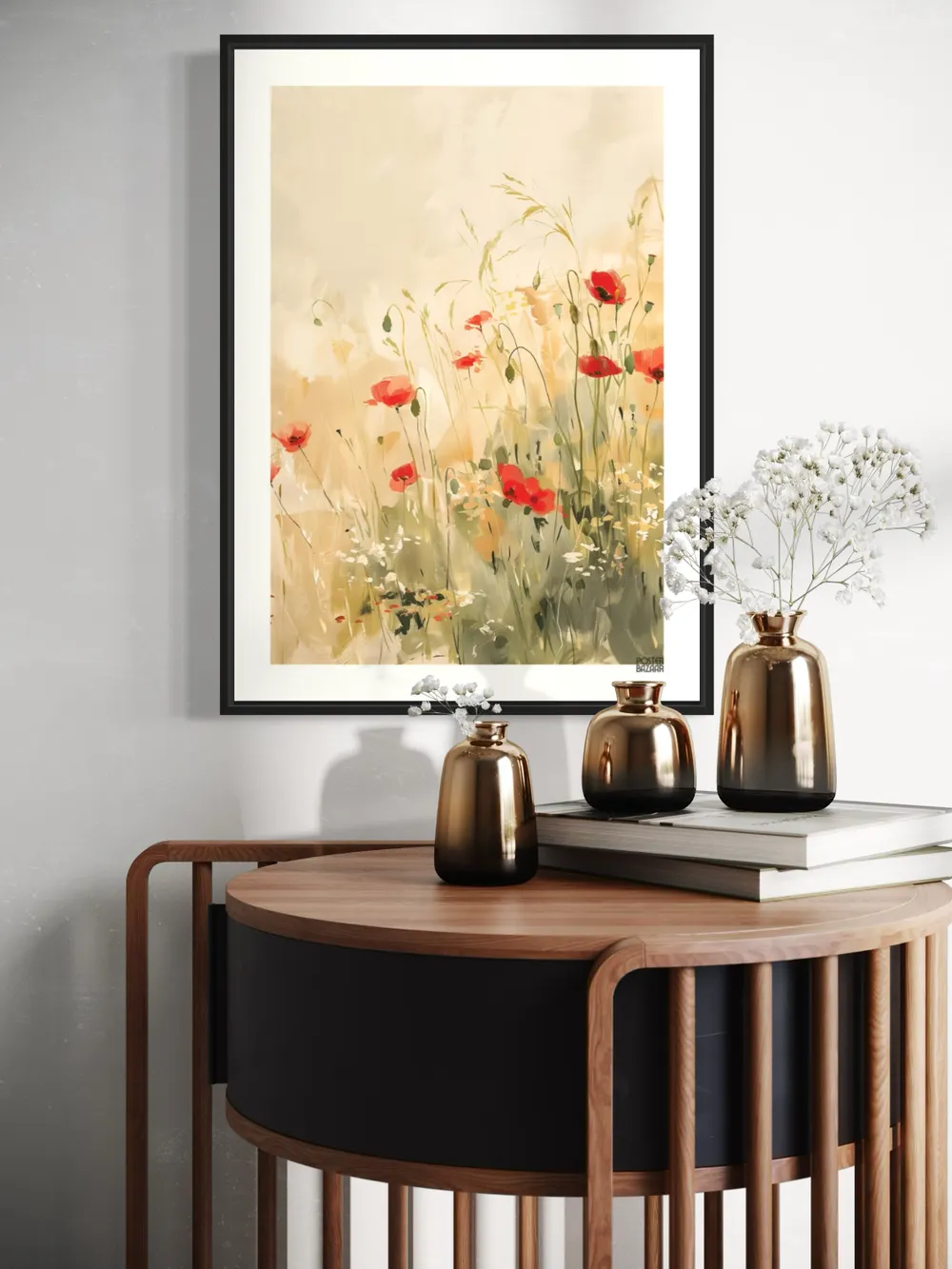 Plakat Poppy Meadow - ciepła łąka maków - obrazek 2