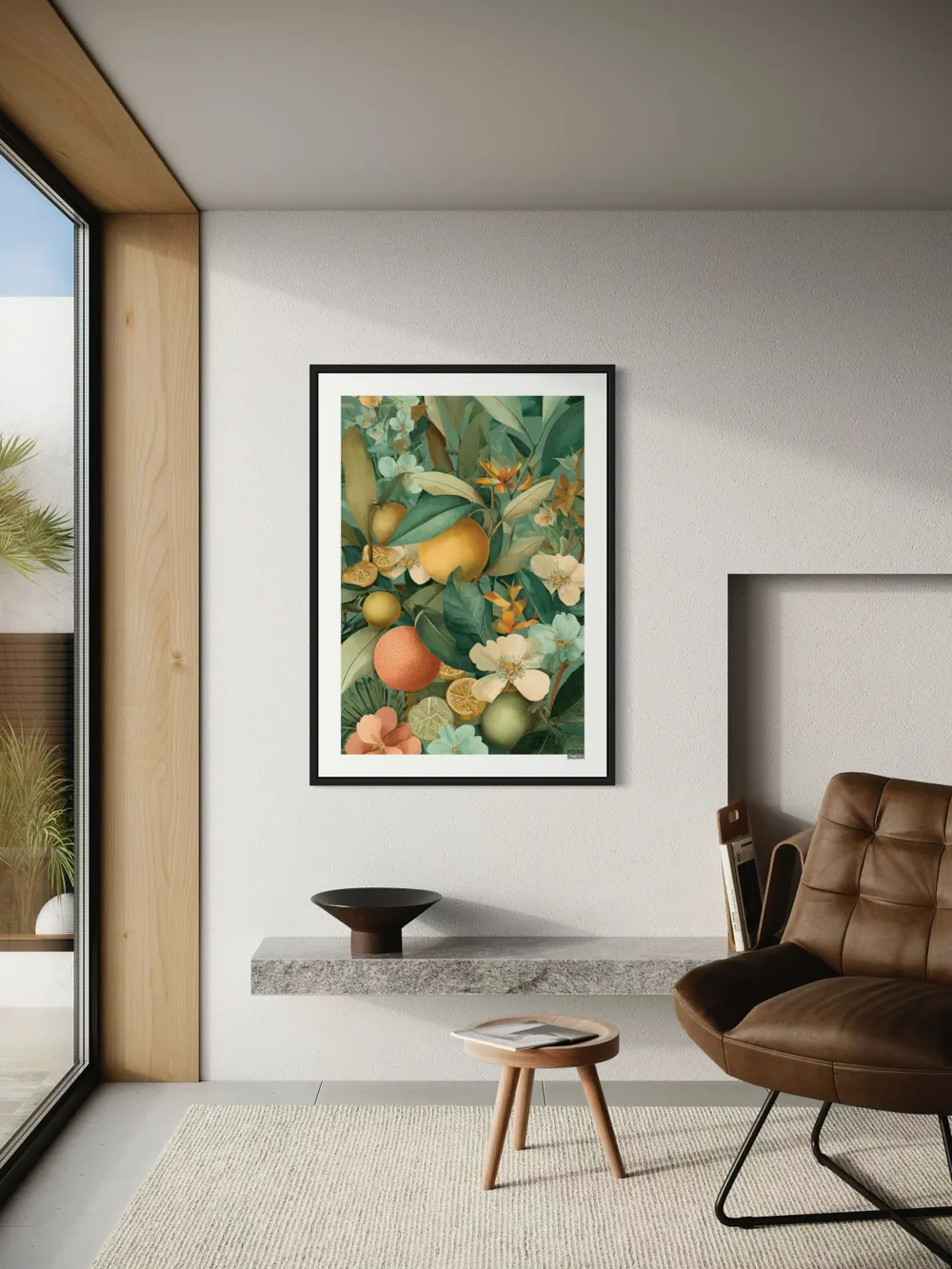 Plakat Tropical Citrus - plakat z soczystymi owocami tropikalnymi i pastelowymi kwiatami - obrazek 3