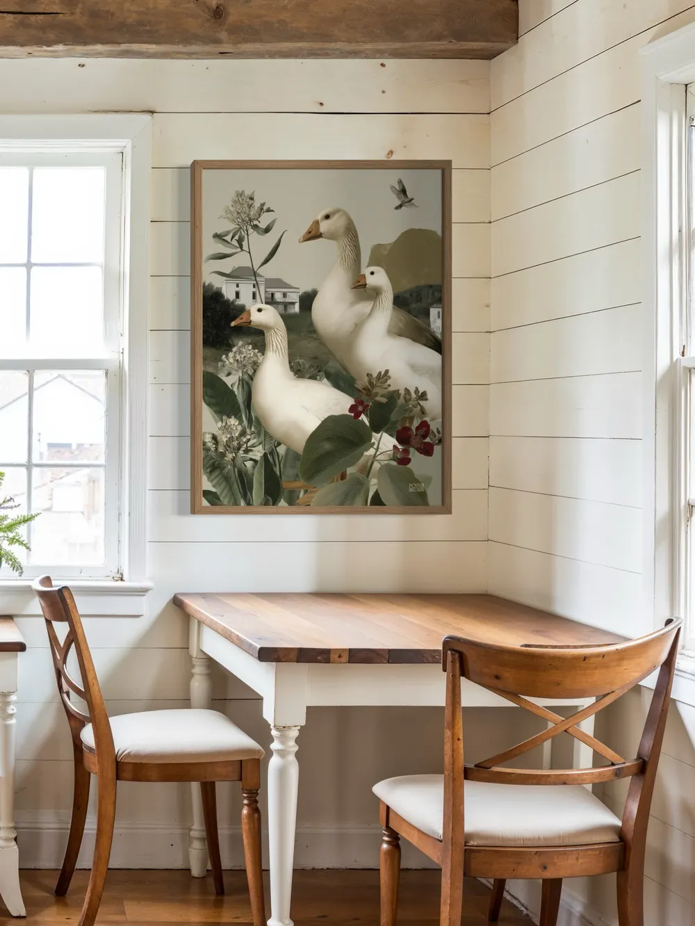 Plakat Country Geese - białe gęsi wśród zieleni - obrazek 3