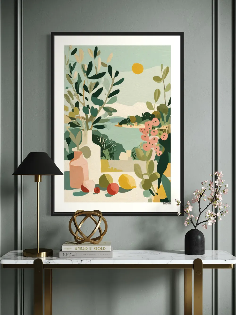 Plakat Mediterranean Summer - malownicza zatoka z pastelowymi kolorami - obrazek 3