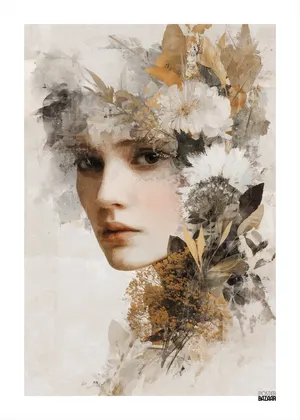 Plakat Autumn Muse - kobieta w jesiennych liściach