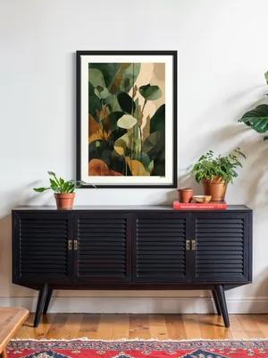 Plakat Botanical Harmony - abstrakcyjne roślinne kształty w zieleni i oliwce - obrazek 2