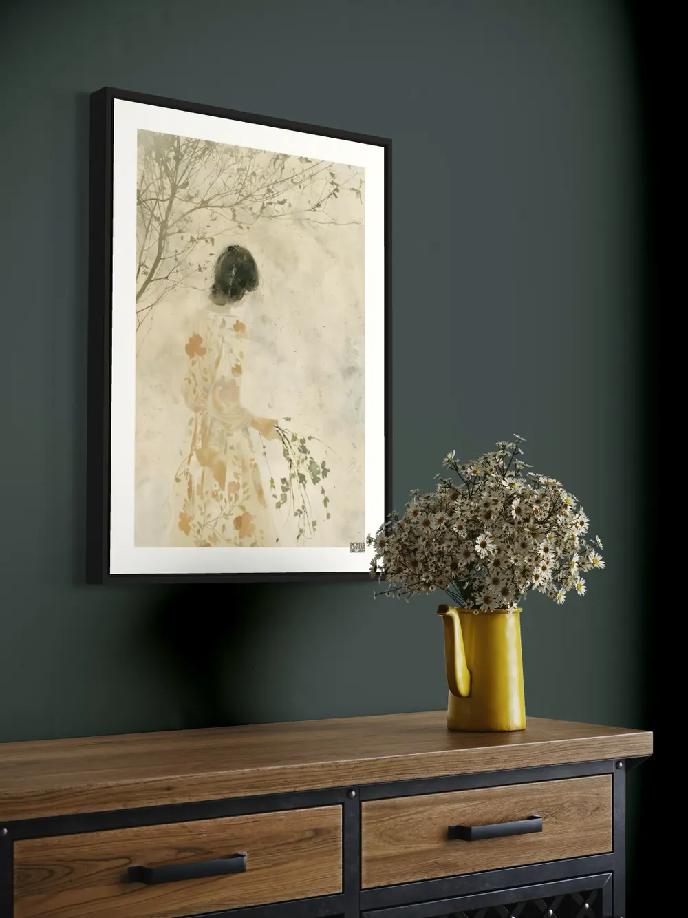 Plakat Spring Dream - delikatna ilustracja kobiety w kwiecistej sukience - obrazek 3