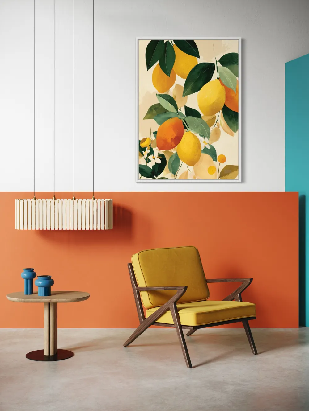 Plakat Lemon Garden - soczyste cytryny i zielone liście w akwarelowym stylu - obrazek 2