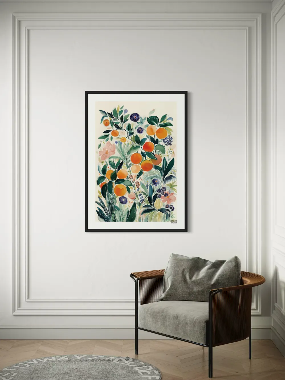 Plakat Citrus Garden - soczyste pomarańcze, zielone liście, akwarelowy letni ogród - obrazek 2