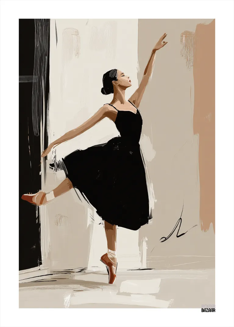 Ballet Grace — baletnica w czarnej sukni w malarskim stylu