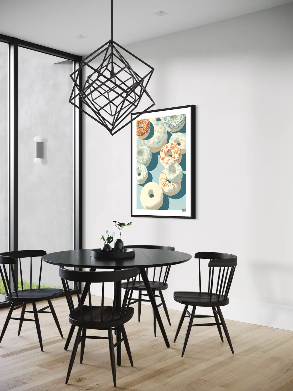 Plakat Donut Dream - lekkie pastelowe donuty na niebieskim tle - obrazek 2