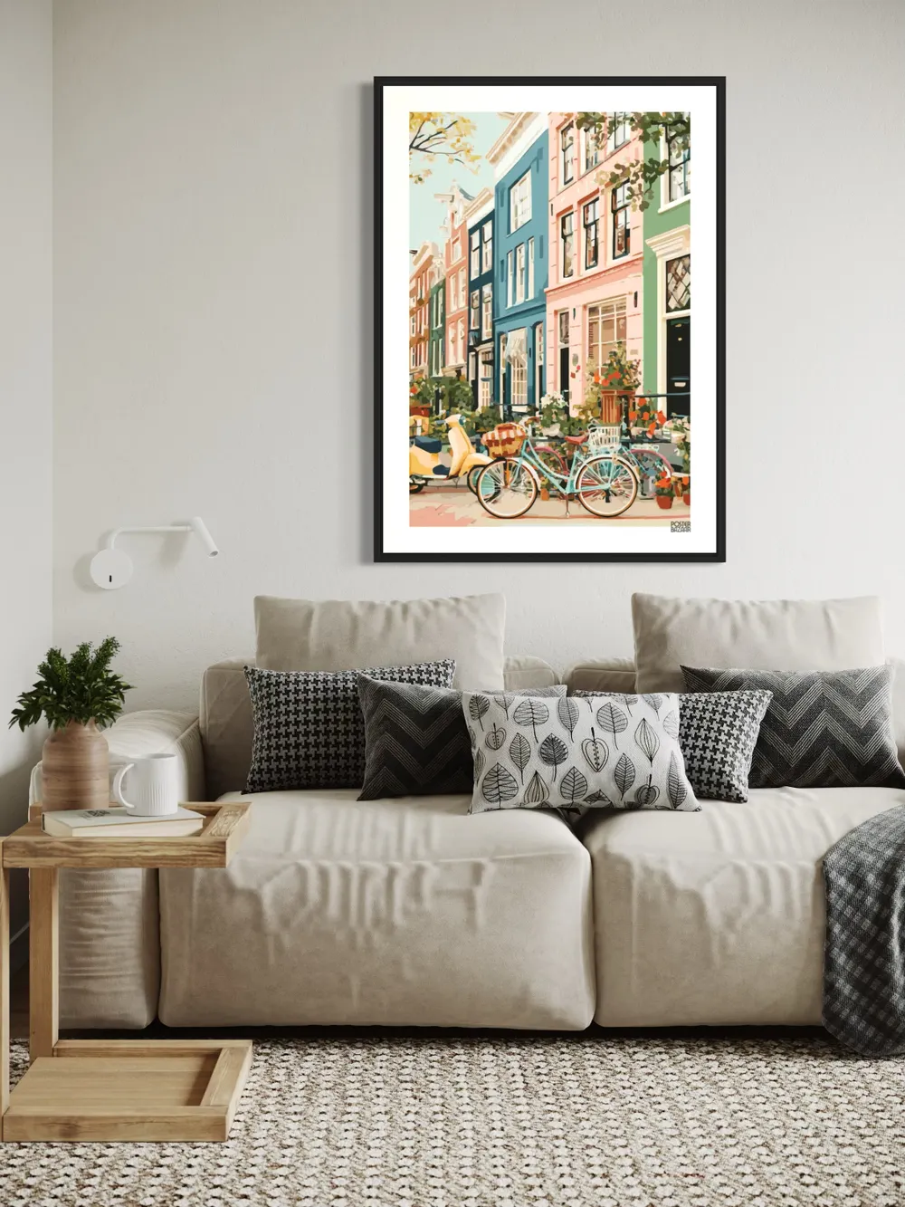 Plakat Colorful Street - kolorowe kamienice i kwiaty - obrazek 3