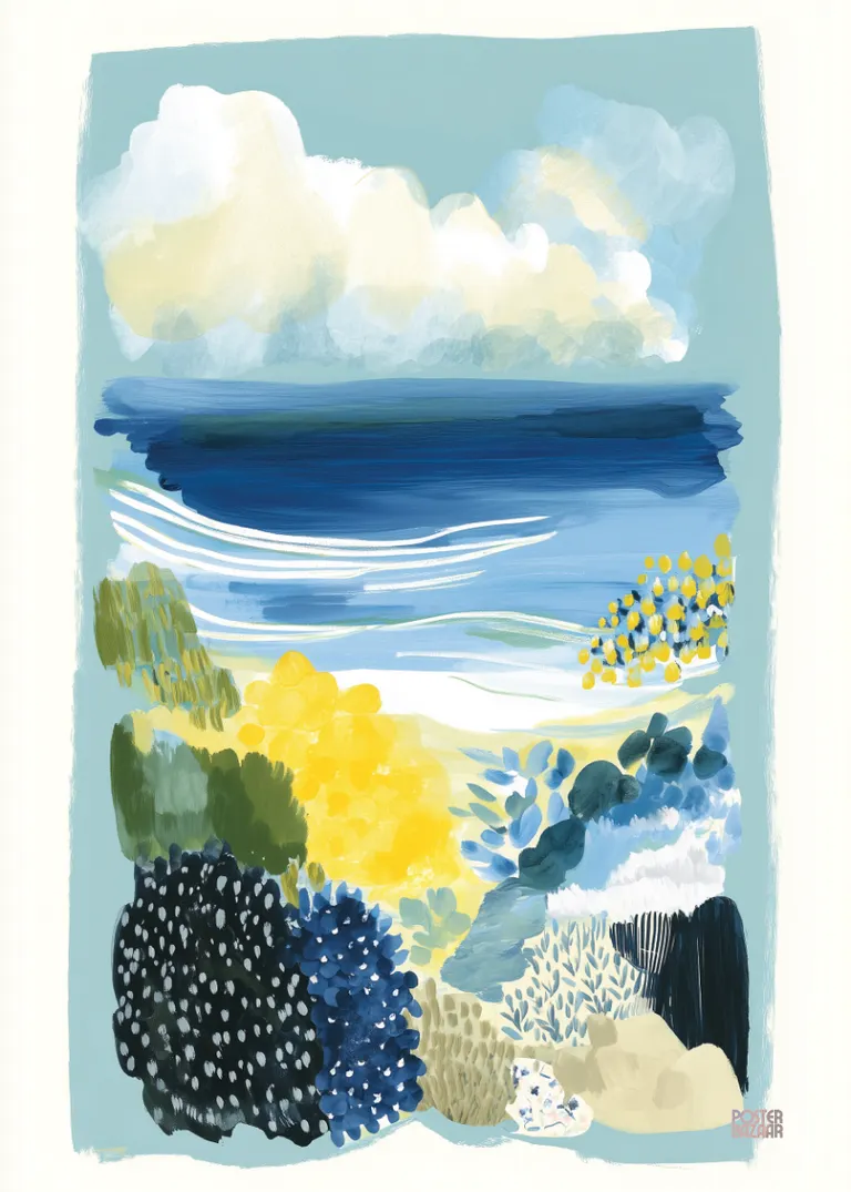 Azure Coastline — spokojne morze z kolorowymi roślinami