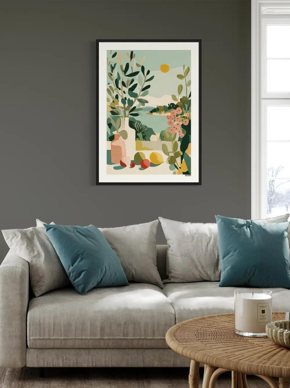 Plakat Mediterranean Summer - malownicza zatoka z pastelowymi kolorami - obrazek 2