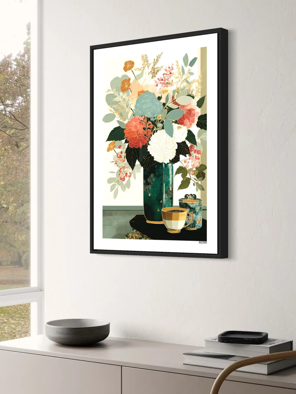 Plakat Floral Harmony - kolorowy bukiet kwiatów - obrazek 2