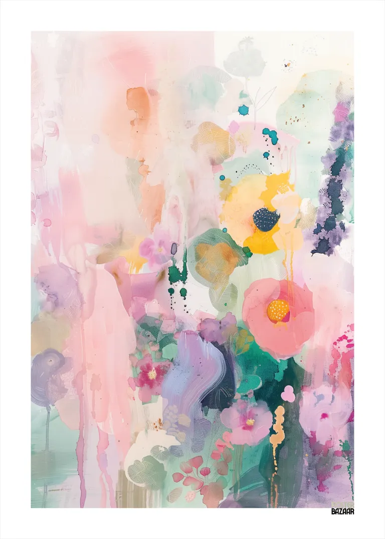 Dreamy Bloom — abstrakcyjne kwiaty w pastelowej akwareli