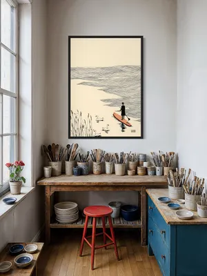 Plakat Paddle with Swans - spokojna jazda na desce sup z łabędziami - obrazek 3