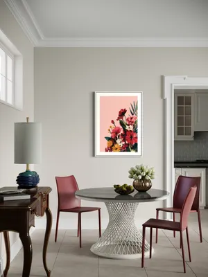 Plakat Summer Bloom - bukiet kwiatów na różowym tle - obrazek 2