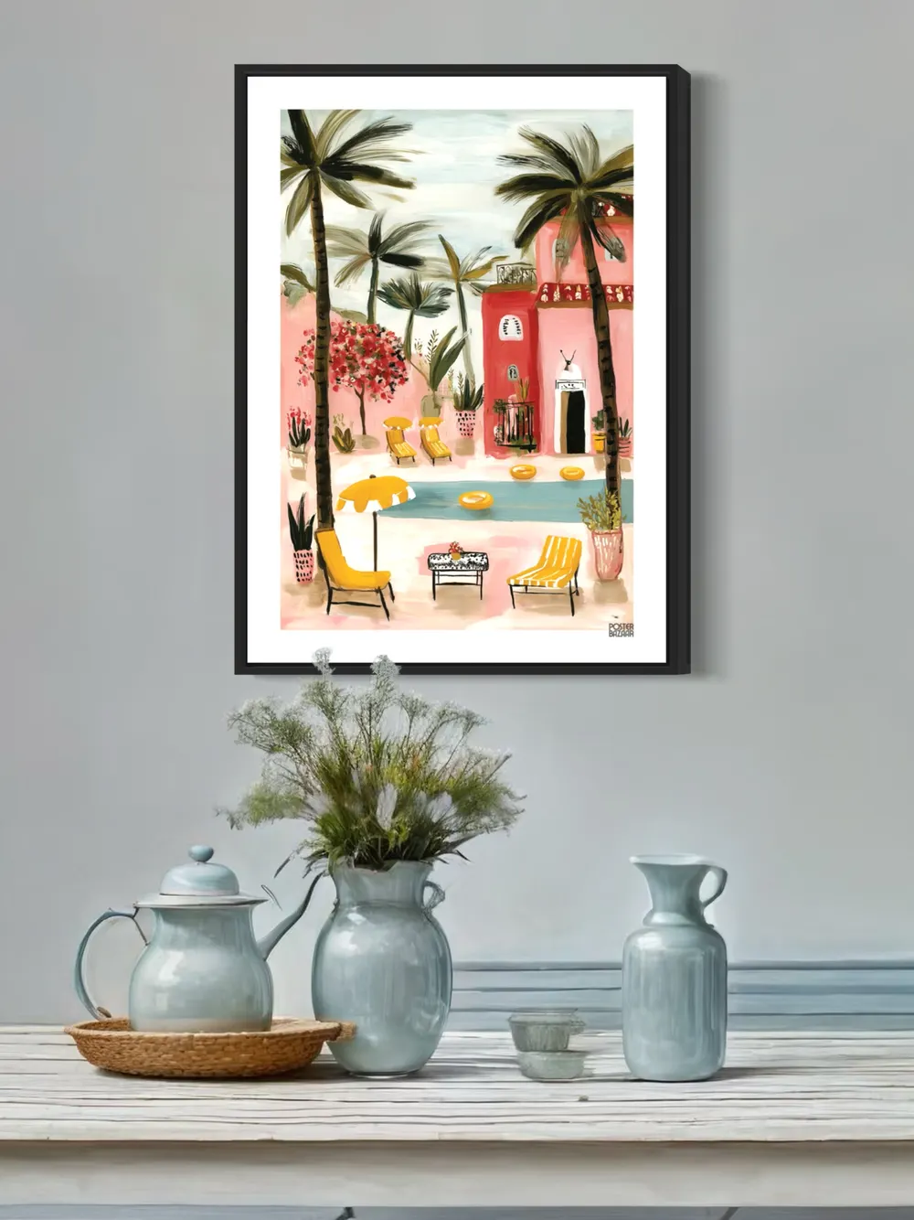 Plakat Tropical Poolside - kolorowy tropikalny klimat z basenem i palmami - obrazek 2