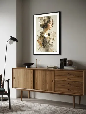 Plakat Botanical Grace - delikatny portret kobiety w kwiatach - obrazek 2