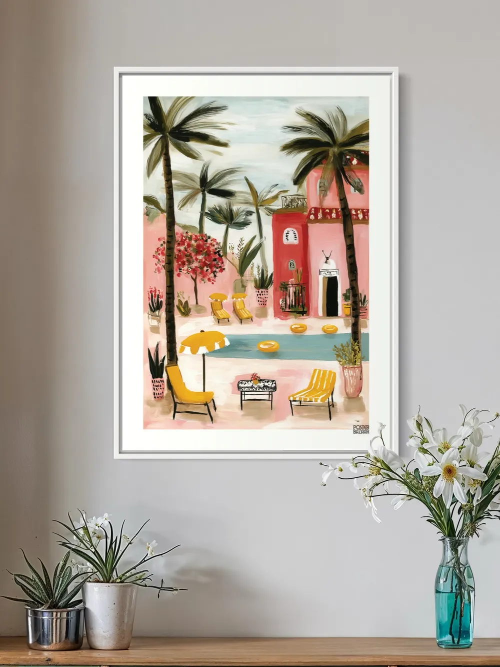 Plakat Tropical Poolside - kolorowy tropikalny klimat z basenem i palmami - obrazek 3