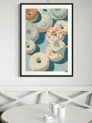 Plakat Donut Dream - lekkie pastelowe donuty na niebieskim tle - obrazek 3