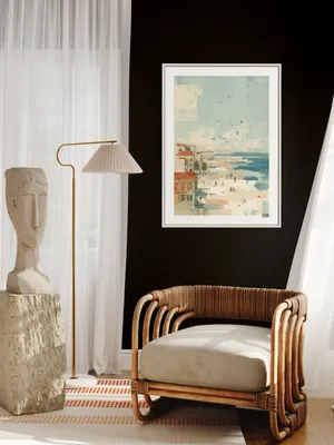 Plakat Seaside Dream - spokojna plaża z pastelowymi kolorami i letnim klimatem - obrazek 3