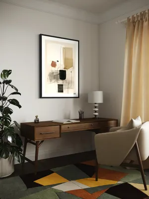 Plakat Minimal Shapes - abstrakcyjne kształty, cienkie linie, stonowane kolory - obrazek 2
