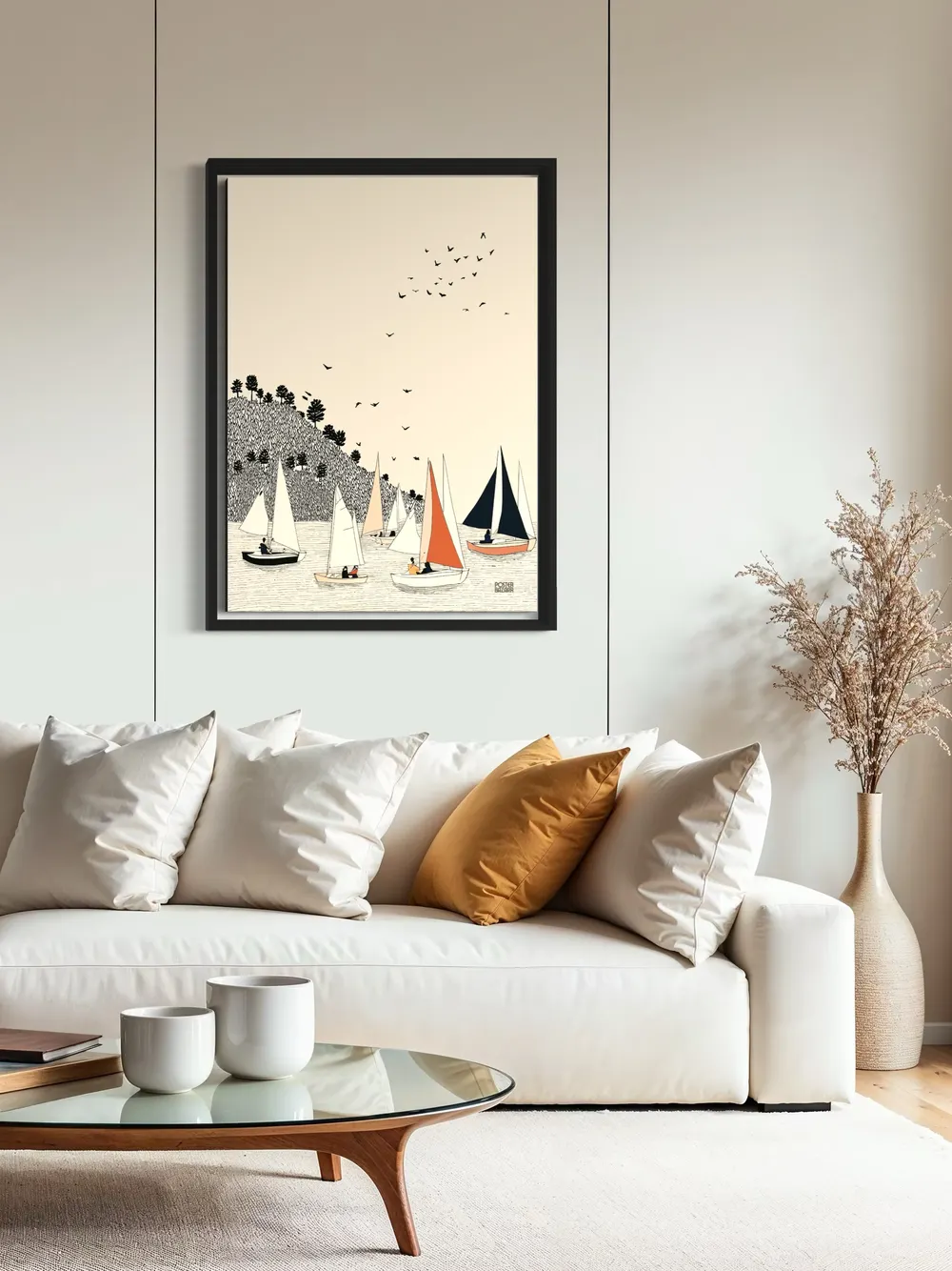 Plakat Sailing Day - żaglówki na spokojnej wodzie - obrazek 2