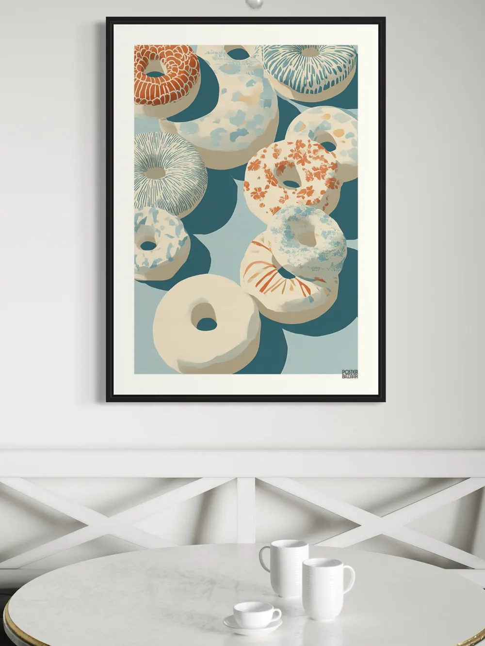 Plakat Donut Dream - lekkie pastelowe donuty na niebieskim tle - obrazek 3