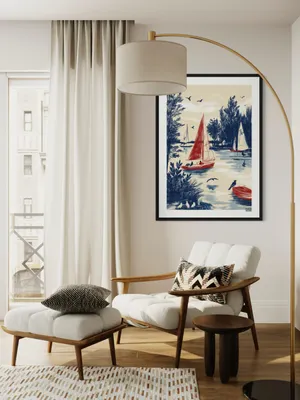 Plakat Lake Birds - spokojne jezioro z ptakami - obrazek 2